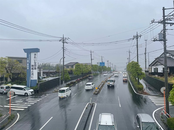 息子の良さんが同乗した車は、左車線を高速で走り、道路左側の街路樹に激突した（筆者撮影）