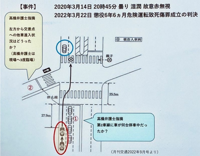 事故現場見取り図（波多野さん提供）