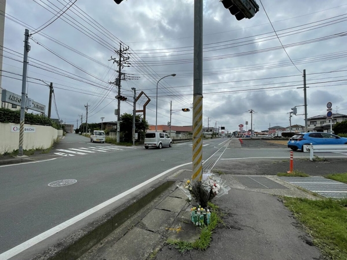 千葉県富里市の事故現場交差点（筆者撮影）