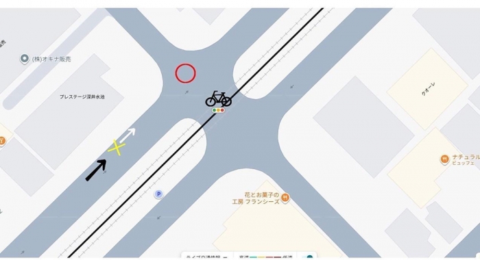 事故現場見取り図（被害者家族作成）